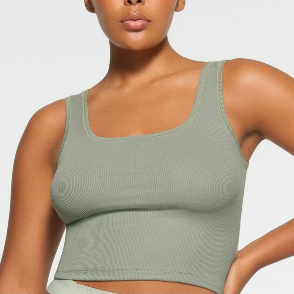 Skims Ribbed Tank Top Mineral XL
